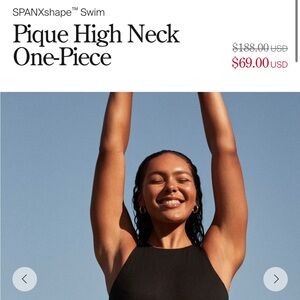 SPANX Black Pique High Neck One-Piece